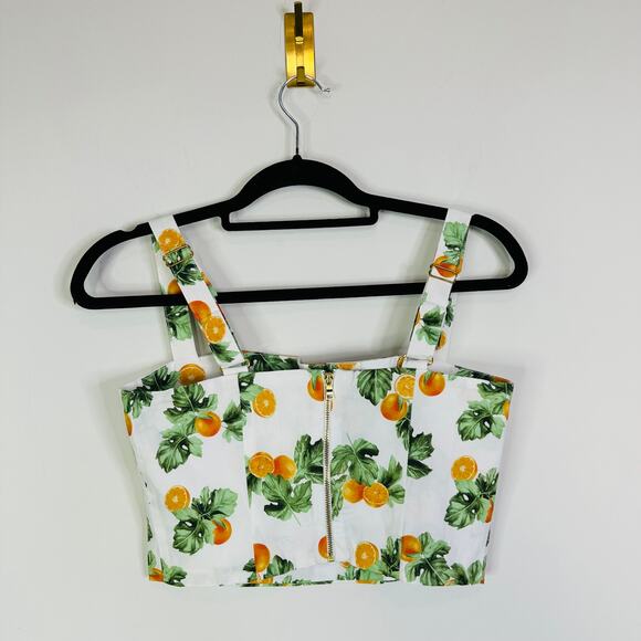 WeWoreWhat Straight Neck Corset Crop Top Orange Fruit Print  Womens Size Small - Picture 8 of 10